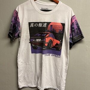 Fresh White and Purple Graphic Tee